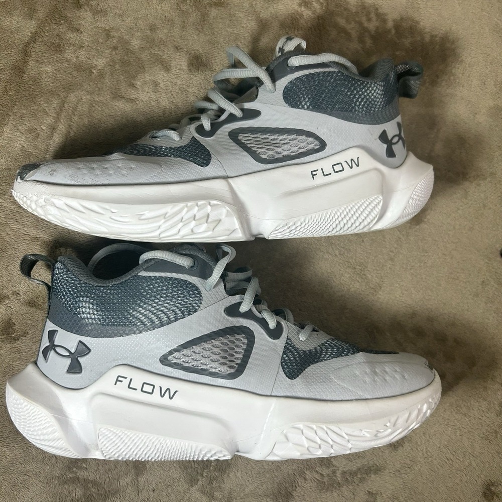 Under‎ Armour Flow Breakthru 3 Halo Gray White Basketball Shoes Women's Size 8.5